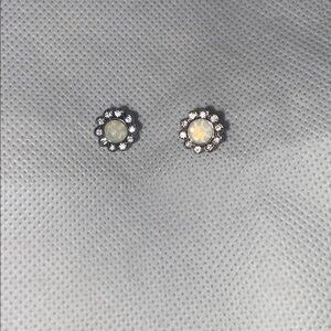 Silver and Opal Stud Earrings